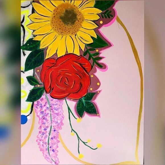 Brain Ship Flow Flower Golden‎ Drip Painting 30x40 - Picture 5 of 7